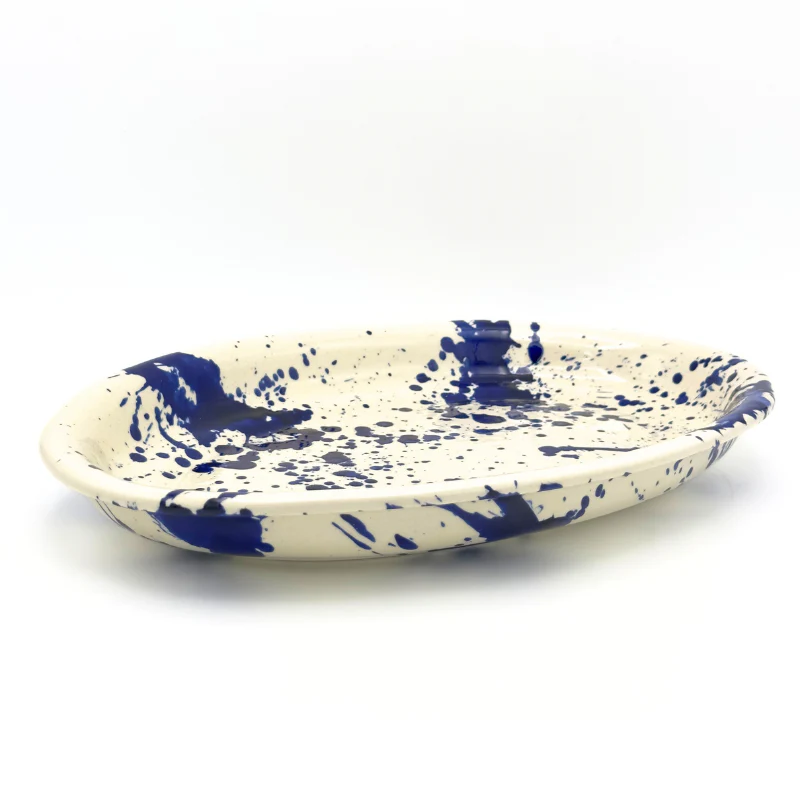 Familianna  Splash Oval tallerken,  Royal Blue -  L40 cm