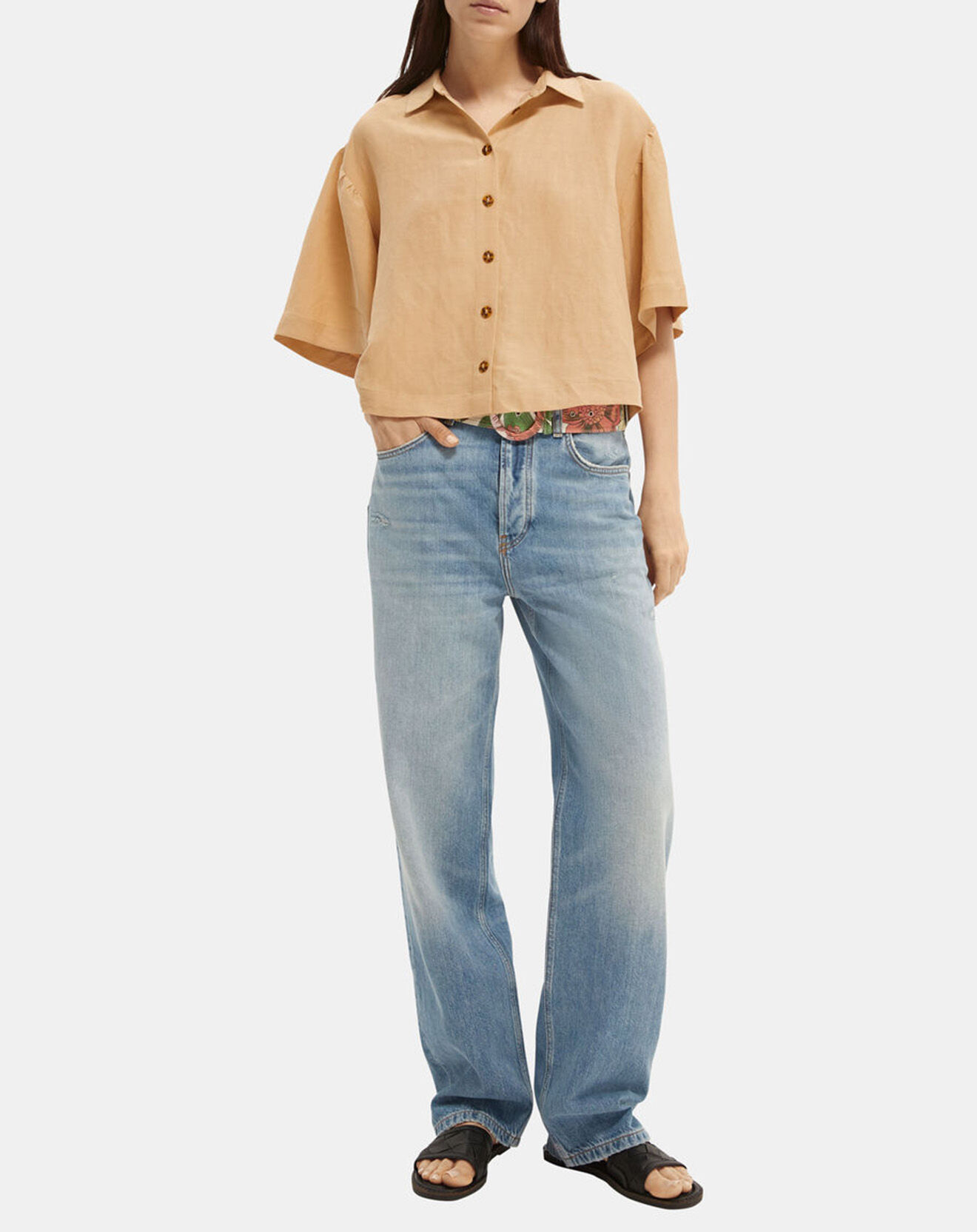 Scotch & Soda Jean ample bleu moyen