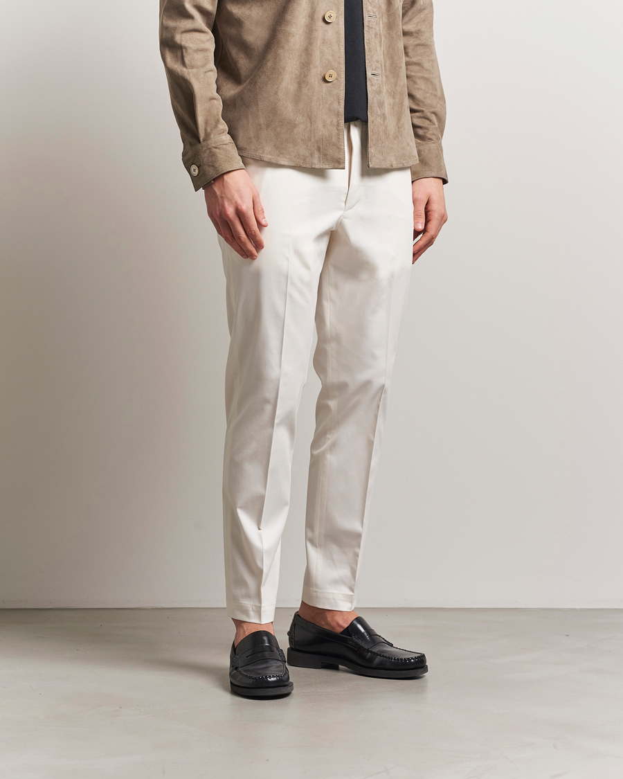 BOSS CAMEL Kaiton Cotton Pleated Trousers Open White