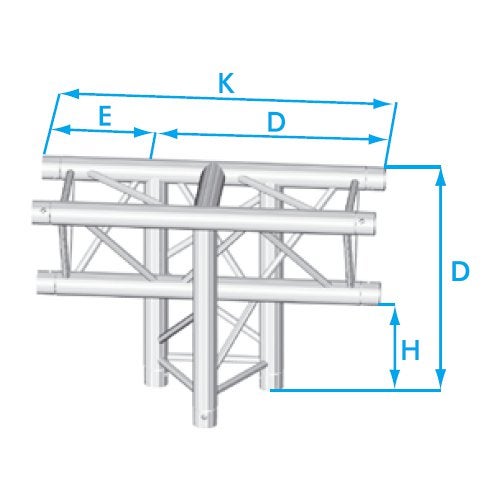 Prolyte X30D-C018 driehoek truss 3-weg t-stuk verticaal