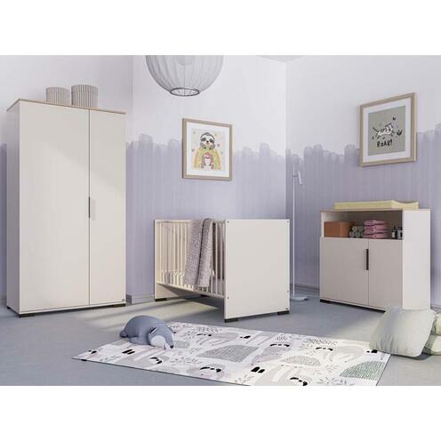 Chambre TRIO SUZIE Lit 60x120 + Commode + Armoire - Off White - YUNY BY PAIDI