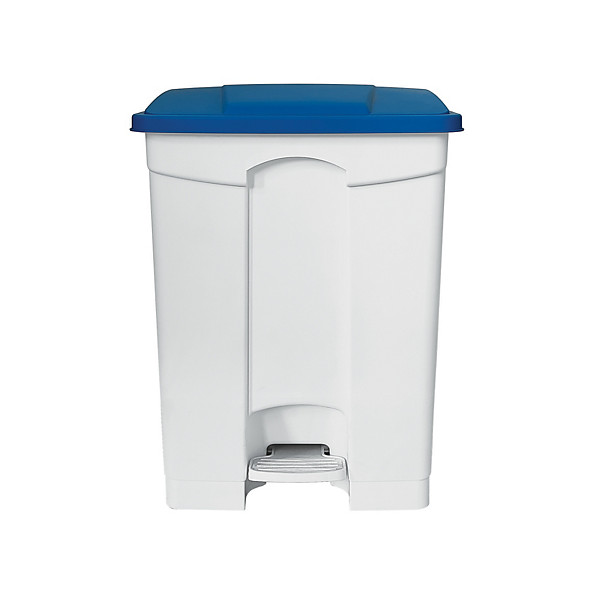 Conteneur HACCP blanc à pédale 45 litres, couvercle bleu