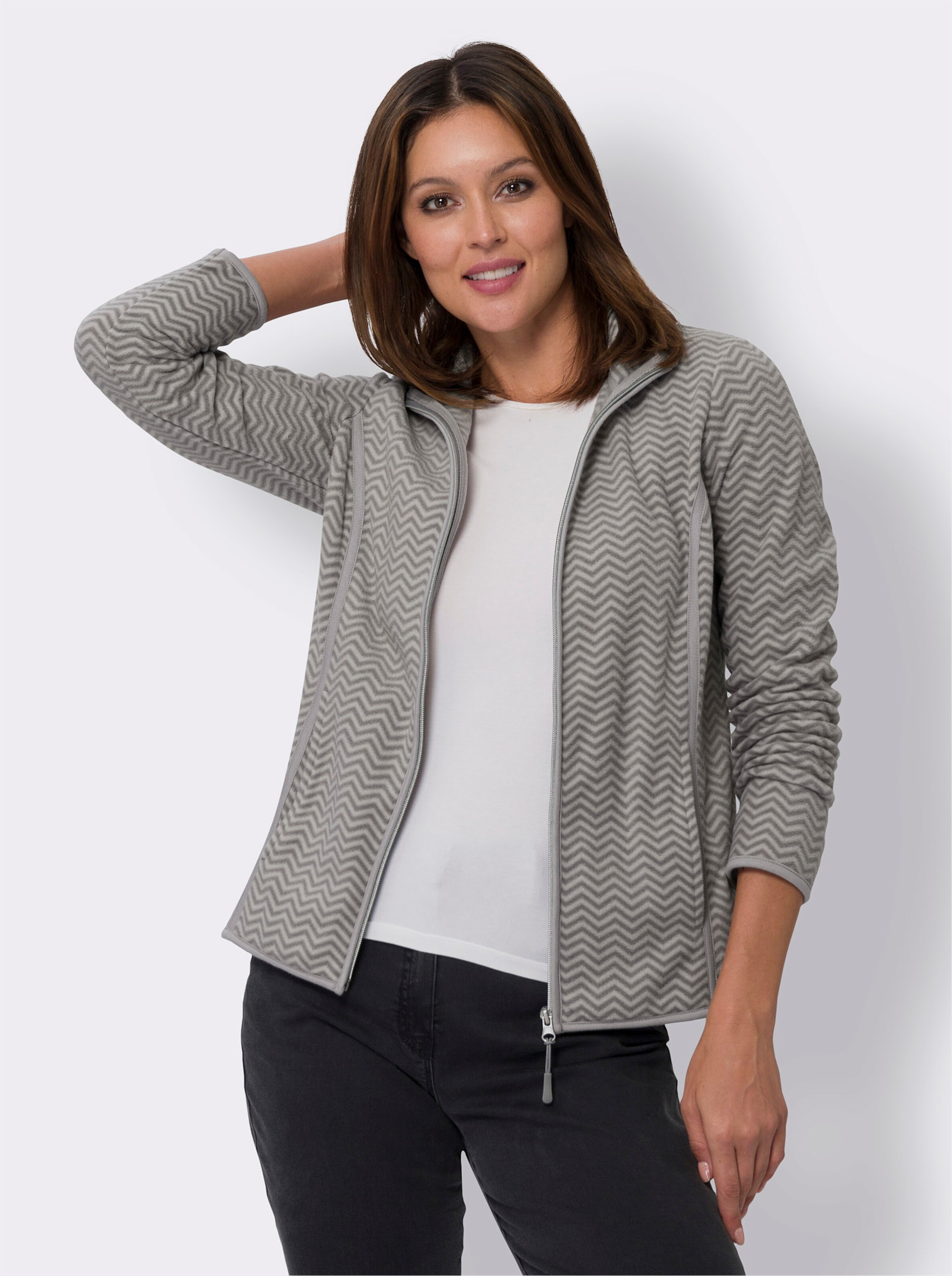 Fleecejacke mit Grafik-Muster allover