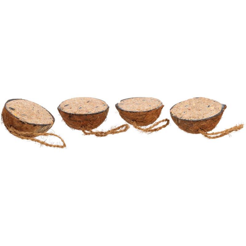 Welkoop - Gevulde Kokosnoot - Tuinvogelvoer - 4 Stuks - Rundervet