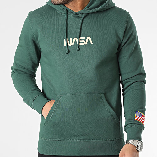 Sweat Capuche Flag Born In USA Vert Beige