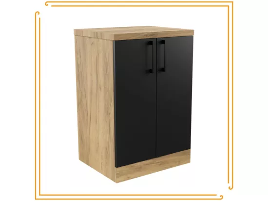 Armoire de salle de bain debout 50cm Commode Étagère Sous Lavabo en Chêne.