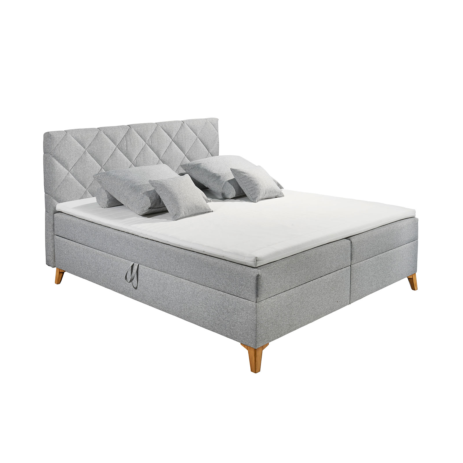 Polsterbett - silber - H2 - mit Bettkasten - 180x200 cm
