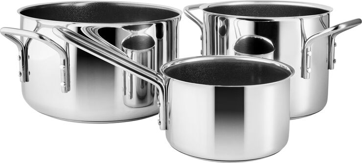 Eva Trio Stainless Steel Grydesæt 3 stk. 1,1 l 2,2 l 3,6 l keramisk S Polished steel
