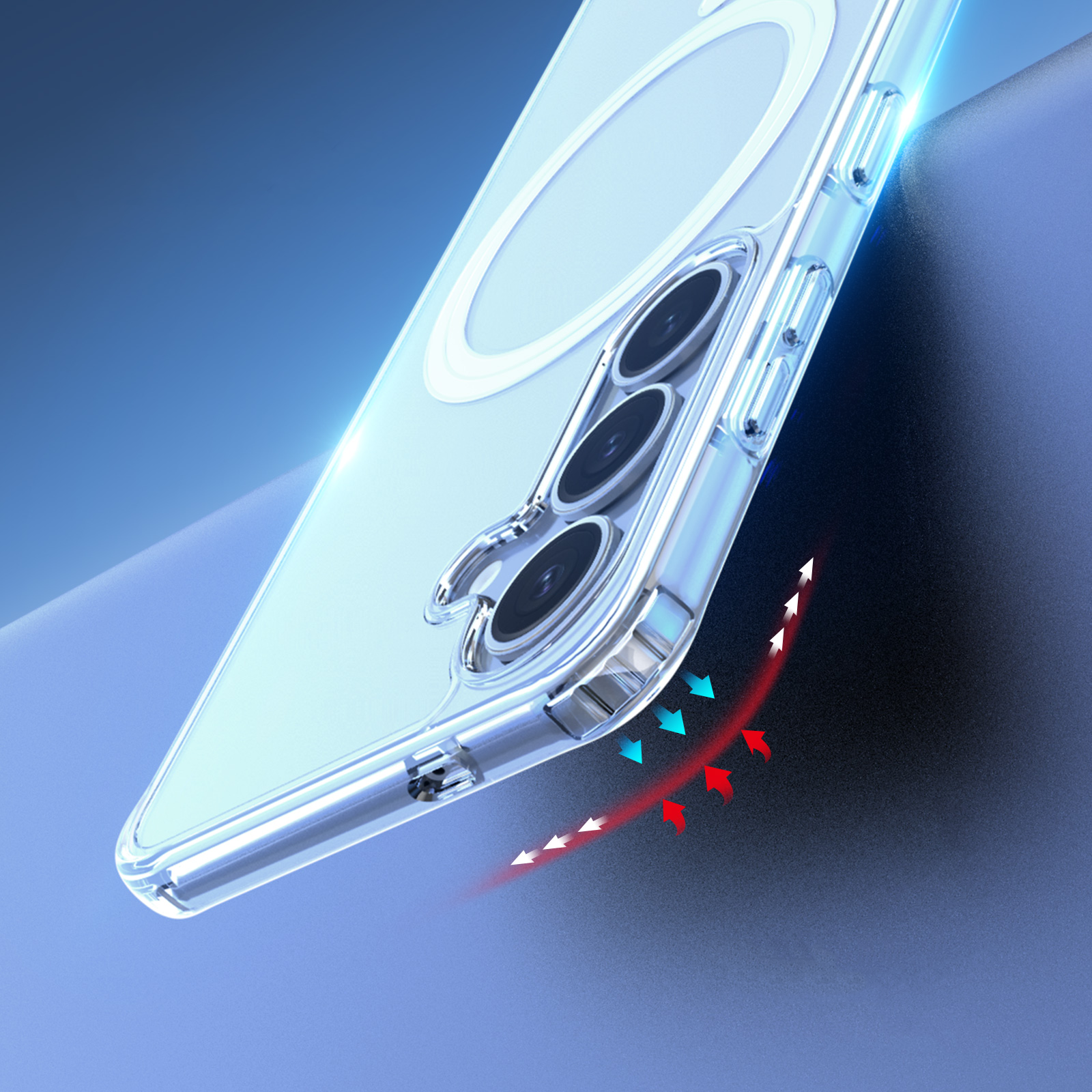 Samsung Galaxy S25  Plus Hybrid Hardcase Hülle TPU Bumper   Kunststoff Rückseite MagSafe-Modul - Transparent