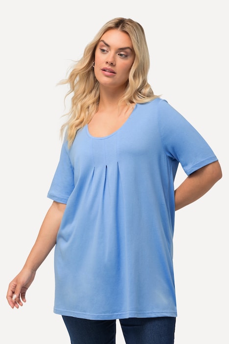 T-Shirt, Zierfalten, A-Linie, Rundhals, Halbarm, Modal