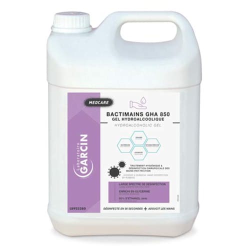 Gel hydroalcoolique Laboratoire Garcin Bactimains GHA 850 bidon de 5L