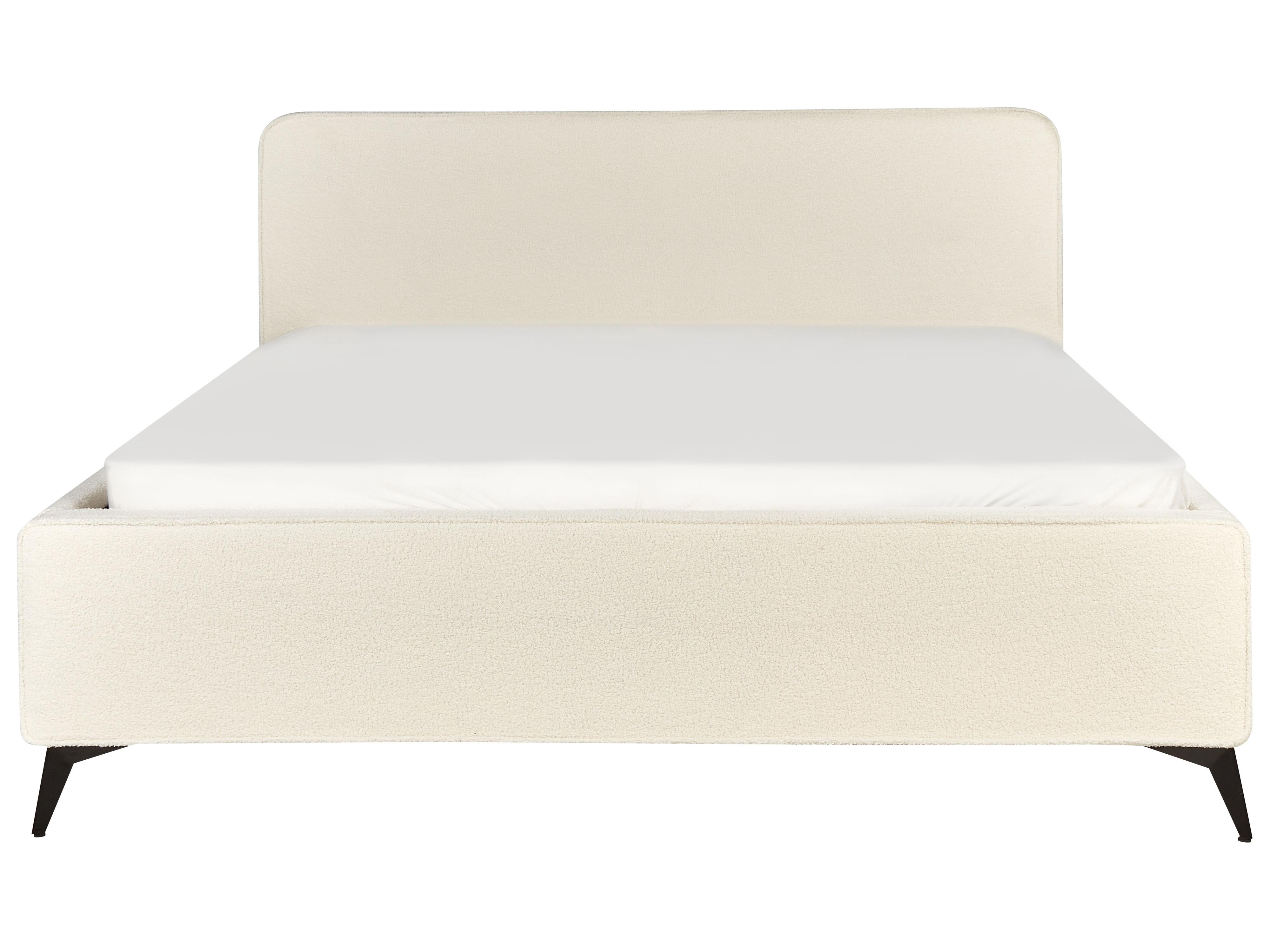 Bed Bouclé VALOGNES 180 x 200 cm Gebroken wit