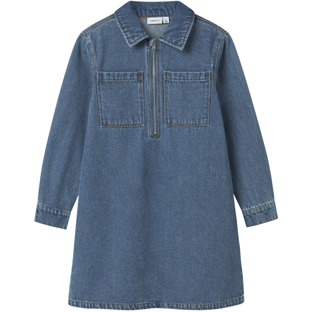Køb Name It Medium Blue Denim Astrid Zip Denim Kjole