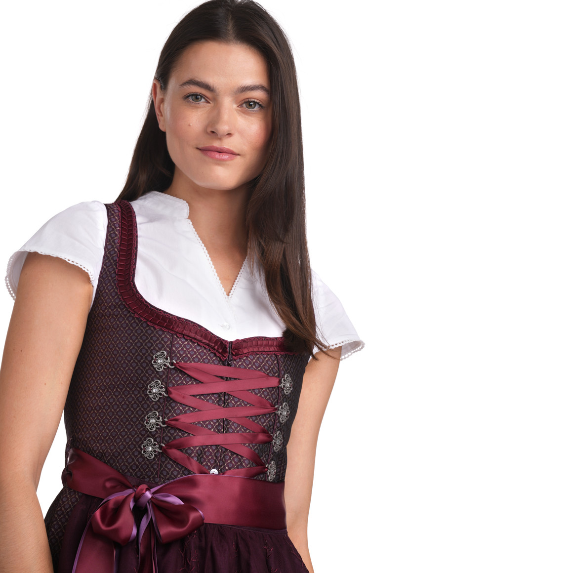 Gina Benotti Damen Dirndl mit floralem Muster weinrot