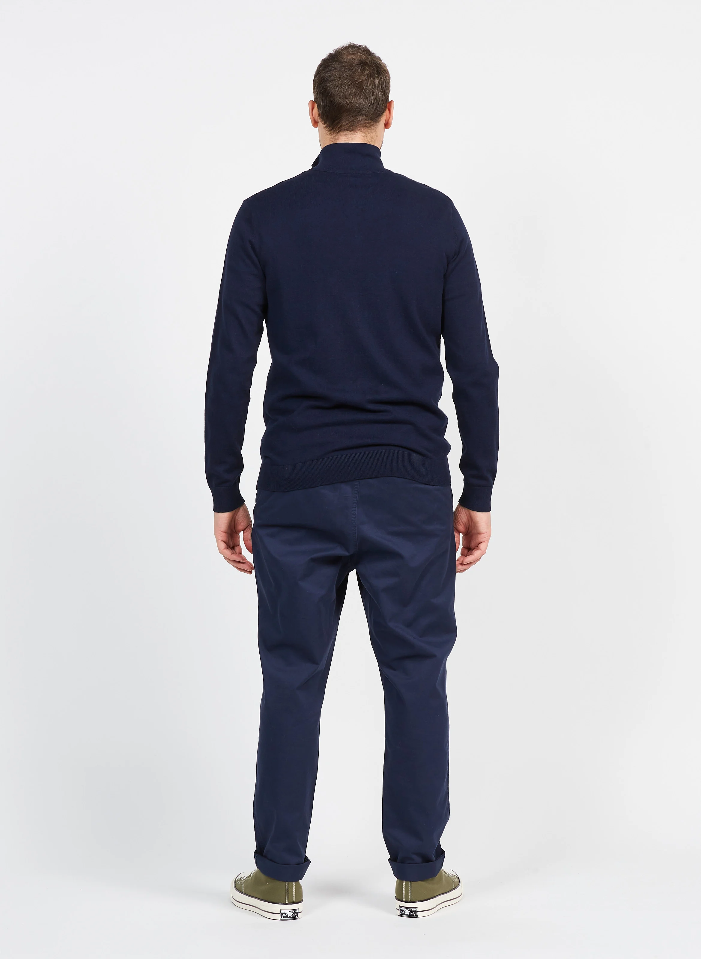 Gilet col montant en coton| Bleu