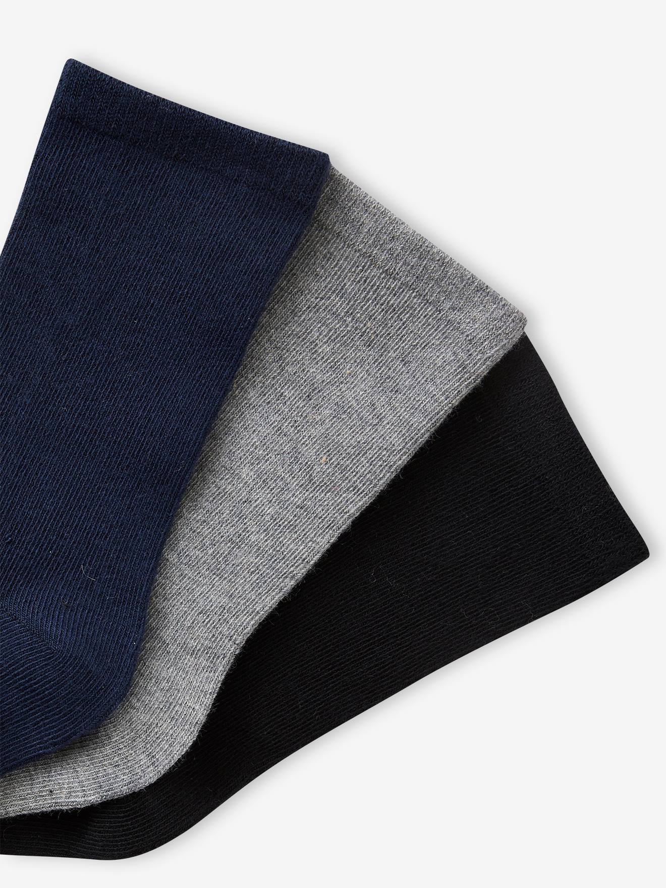 Pacote com 3 pares de meias sem costura para meninos, azul marinho