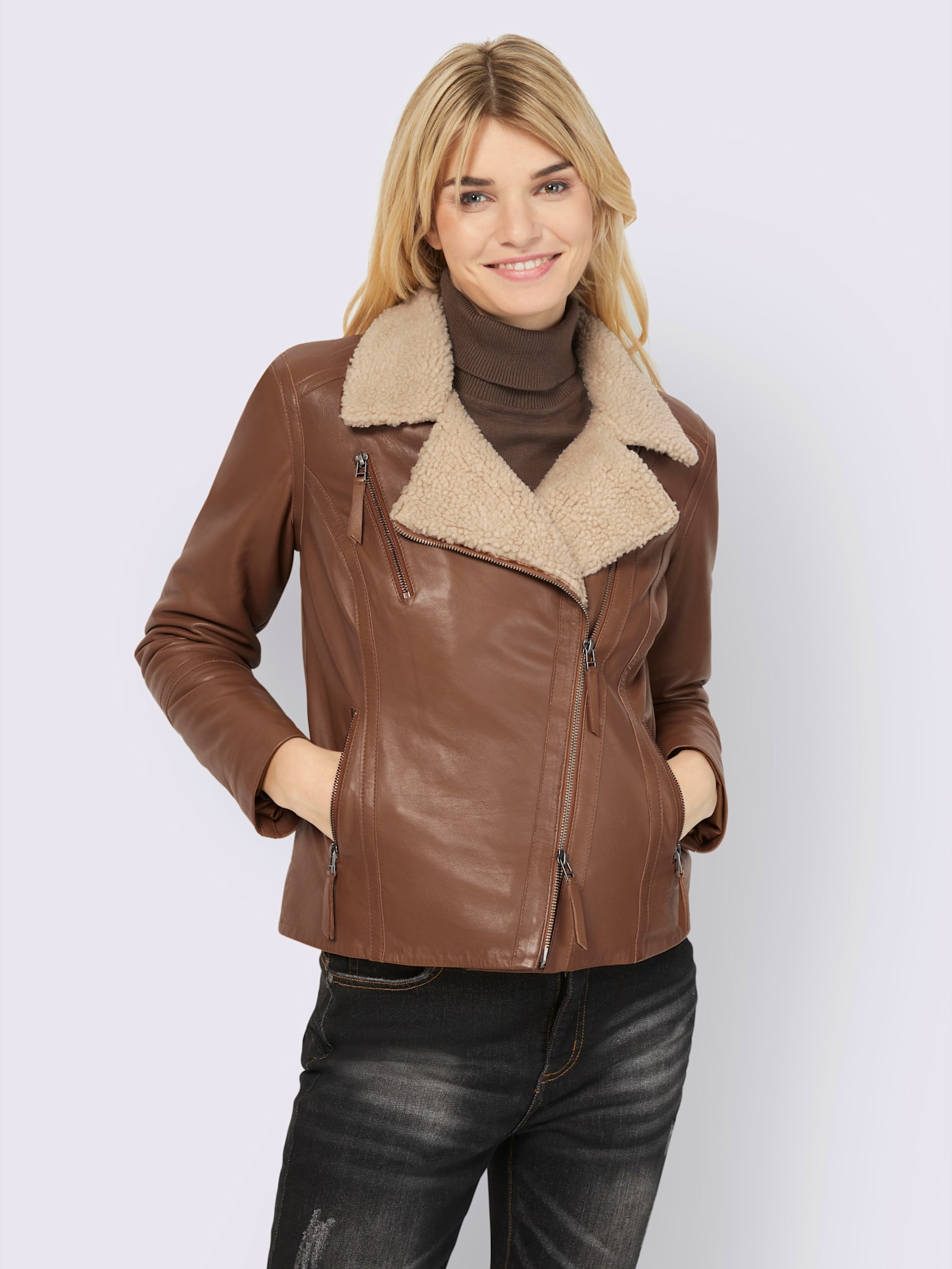 Veste en cuir pur cuir d'agneau nappa