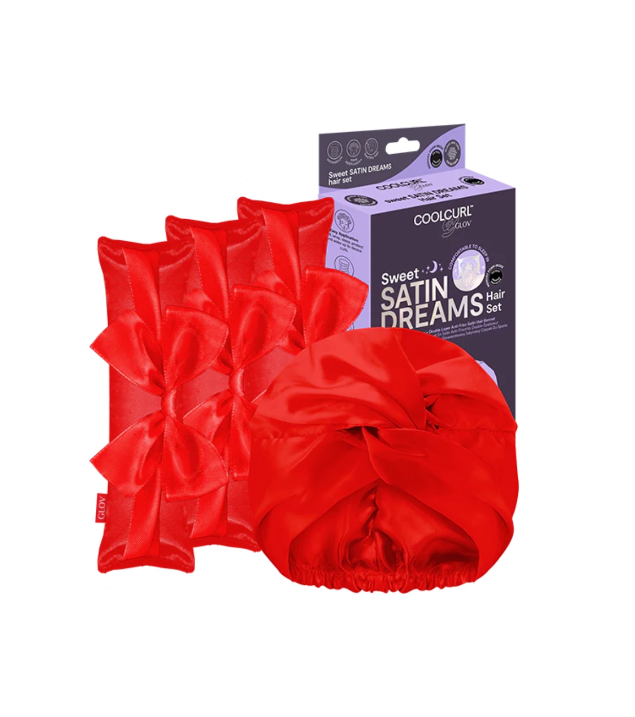 GLOV - Conjunto de rolos de ondulação sem calor + touca protetora de cetim Sweet Satin Dreams