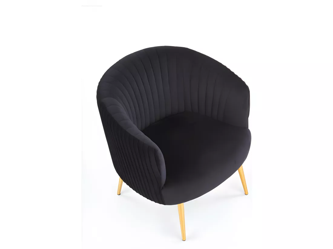 Fauteuil cabriolet en velours noir avec pieds en métal doré Power