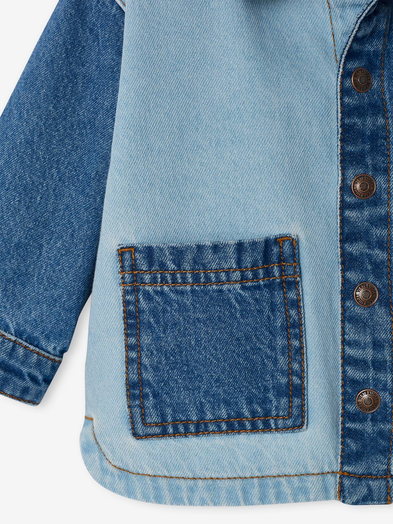 Jaqueta jeans contrastante para bebê pedra