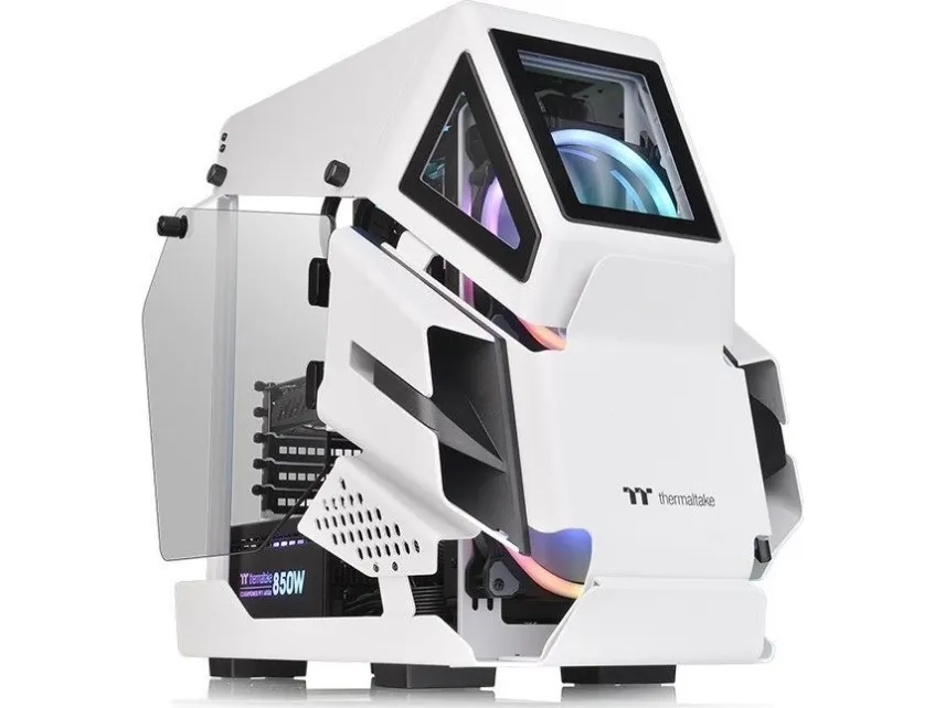 Thermaltake AH T200 - Tower - micro ATX - sidepanel med vindue (hærdet glas) - ingen strømforsyning (PS/2) - hvid - USB/Lyd