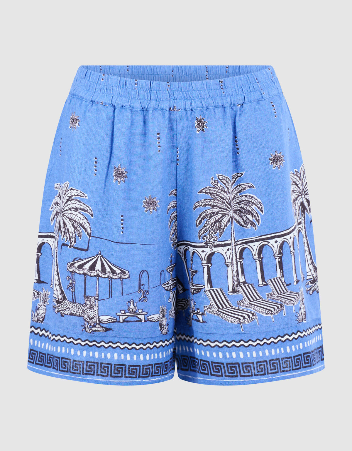 Palm Print Short Blauw