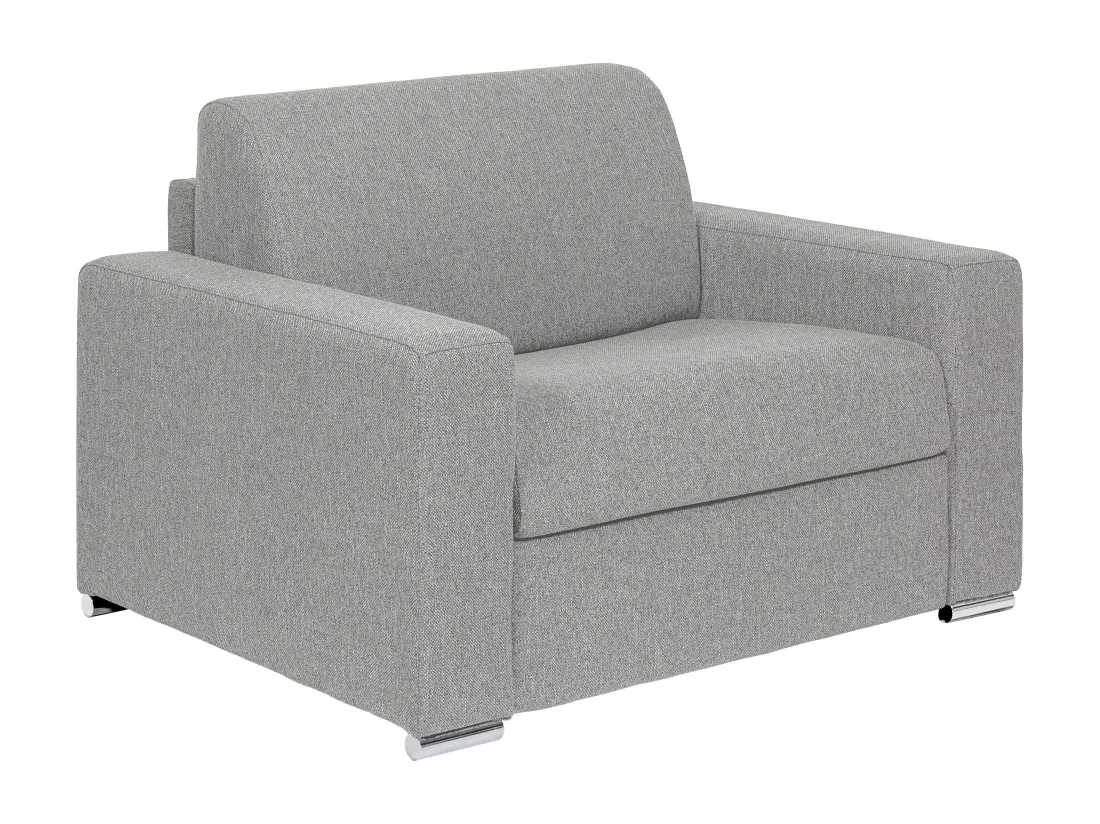 Fauteuil convertible express en tissu gris clair - Couchage 70 cm - Matelas 14 cm - CALITO