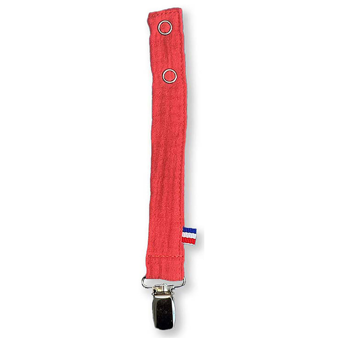 Papate Attache Tétine en Coton Bio Teddy fraise - 17x2 cm