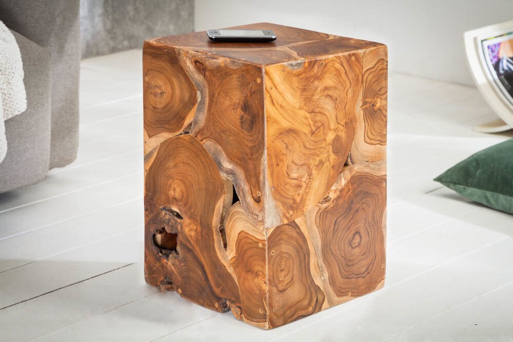 riess-ambiente Beistelltisch SQUARE - 30cm Teakholz Würfel Sitzhocker massiv