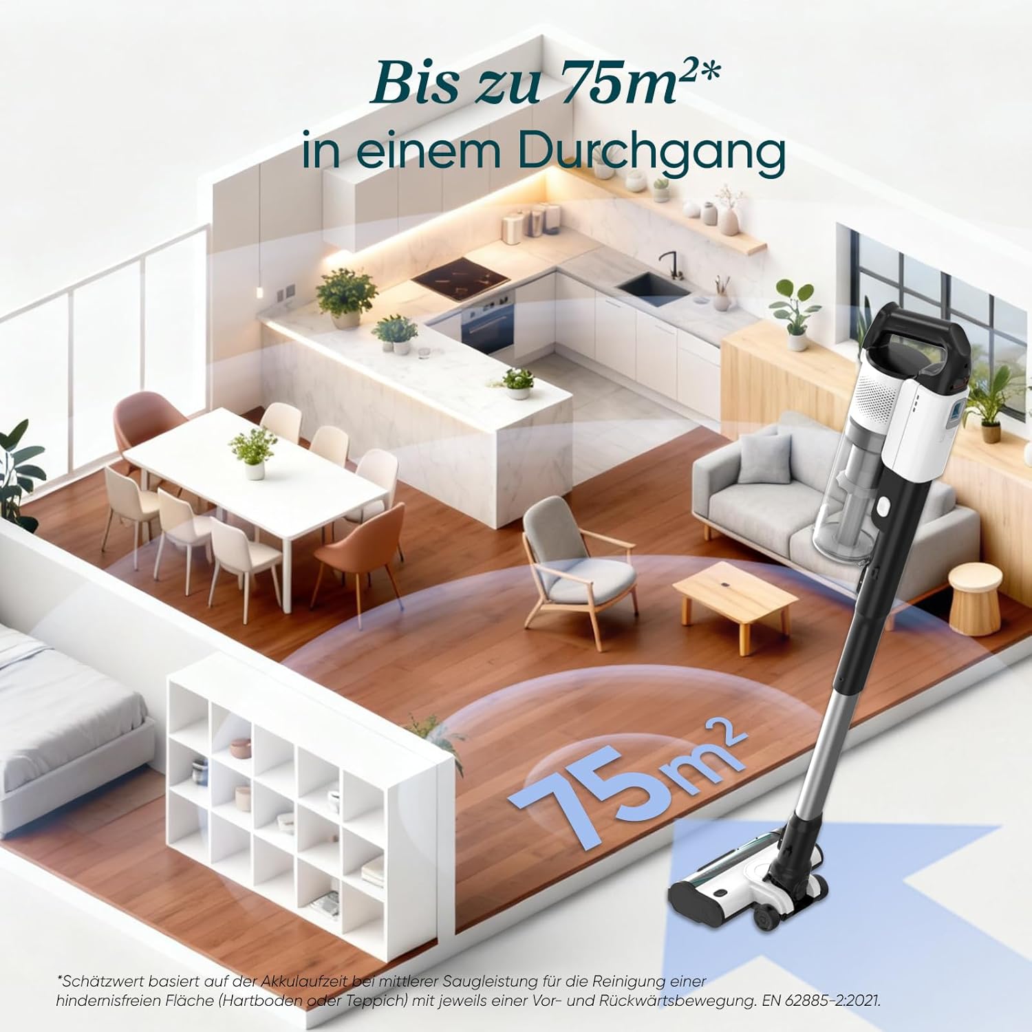 Levoit - Akku Staubsauger - Laufzeit für 75㎡ - Staubsauger Kabellos - 4-in-1 Vacuum Cleaner - 99,9 Prozent Filterleistung - Anti Tangle -Für Tierhaare/Teppiche/Hartböden/Auto - LVAC-200