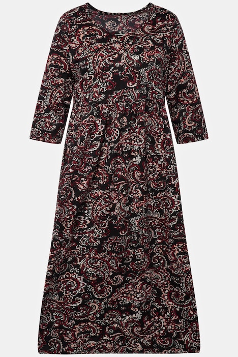 Jerseykleid, A-Line, Paisleymuster, Empirenaht, Rundhals, 3/4-Arm
