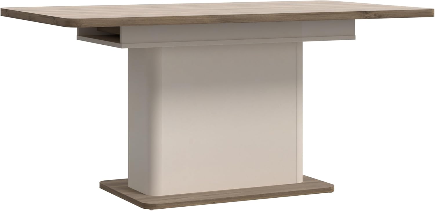 Forte LACETTI Esstisch 160, moderner, ausziehbarer Esstisch, Wohnzimmer, Esszimmer, Kaschmir| Beige mit Valencia Eiche Holzdekor, 160 (200) cm breit x 76,4 cm hoch x 90 cm tief