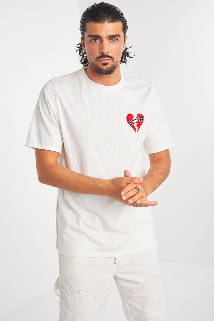 T-shirt blanc coeur brisé