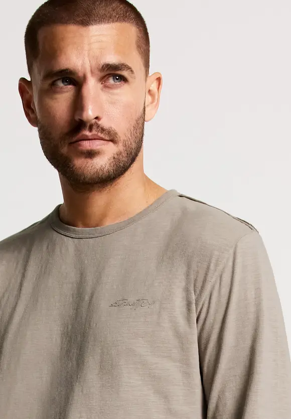 Slub Langarmshirt  - dull sand