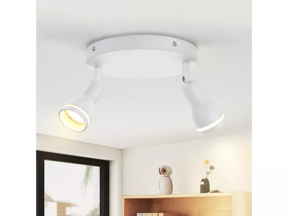 NETTLIFE spot de plafond LED 2 ampoules blanc salon plafonnier spot orientable GU10 spot lampe moderne