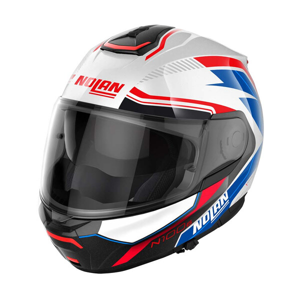 Nolan - Casque N100-6 Surveyor N-Com Blanc / Rouge / Bleu / Brillant