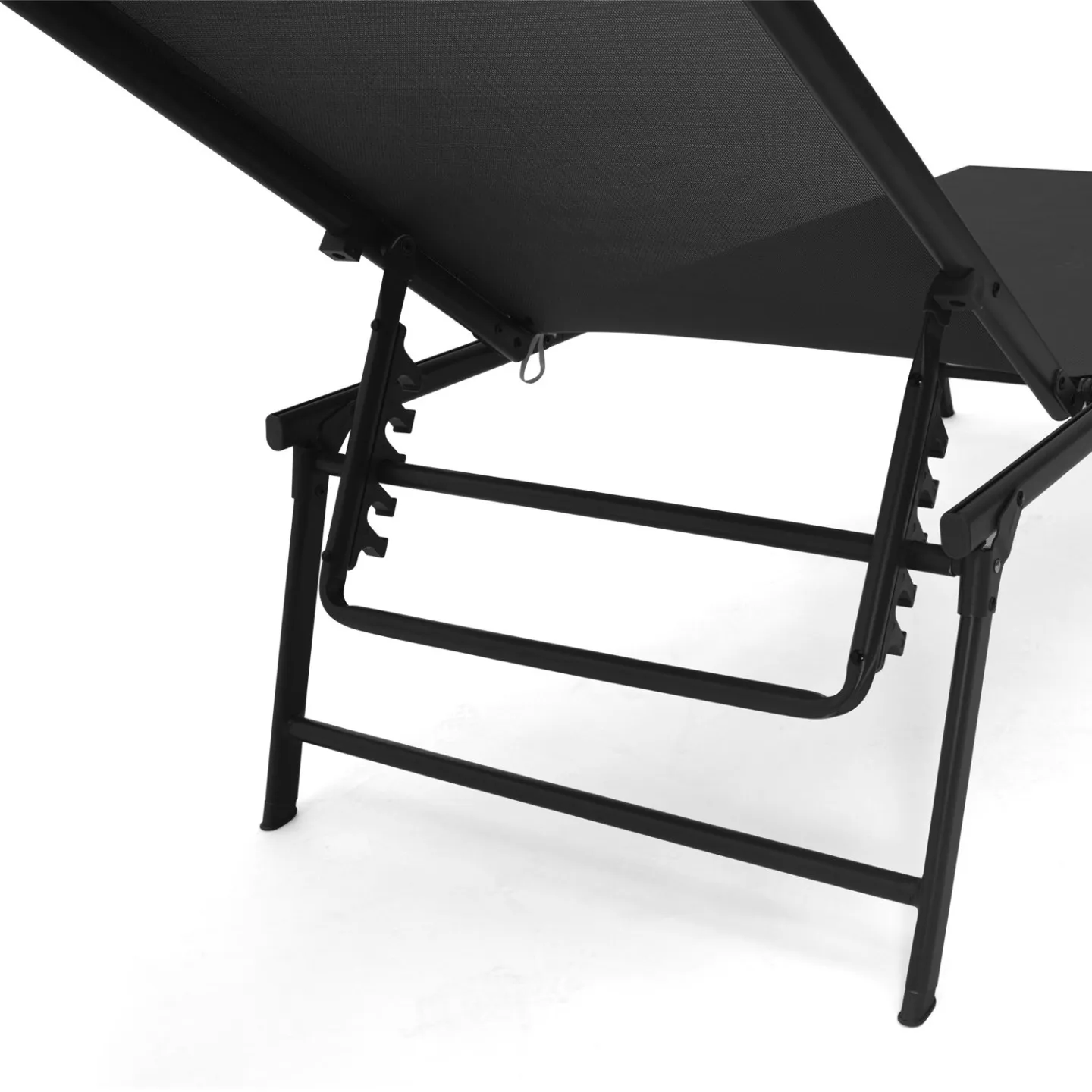 Lot de 2 transats de jardin inclinables KAILUA en acier noir et toile noire
