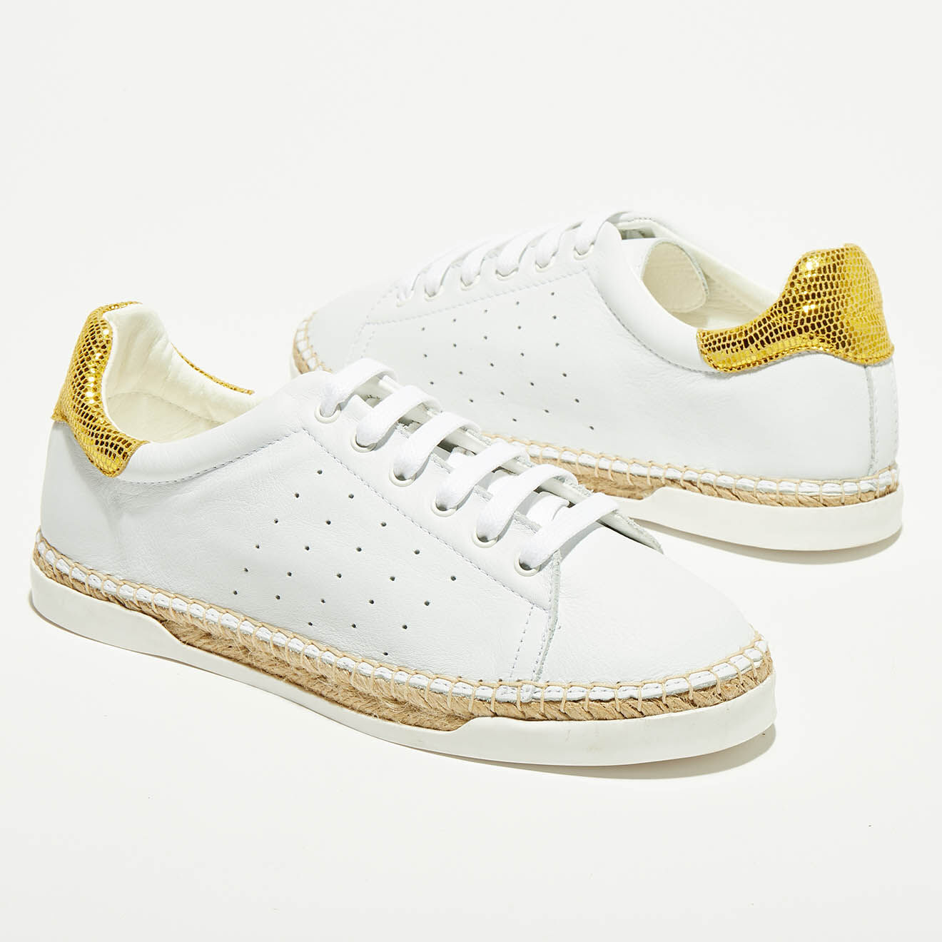 Canal Saint Martin Baskets espadrilles en Cuir Lancry Roma blanc/jaune