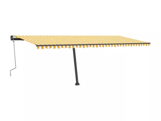 Auvent manuel rétractable avec LED 600x300 cm Jaune et blanc
