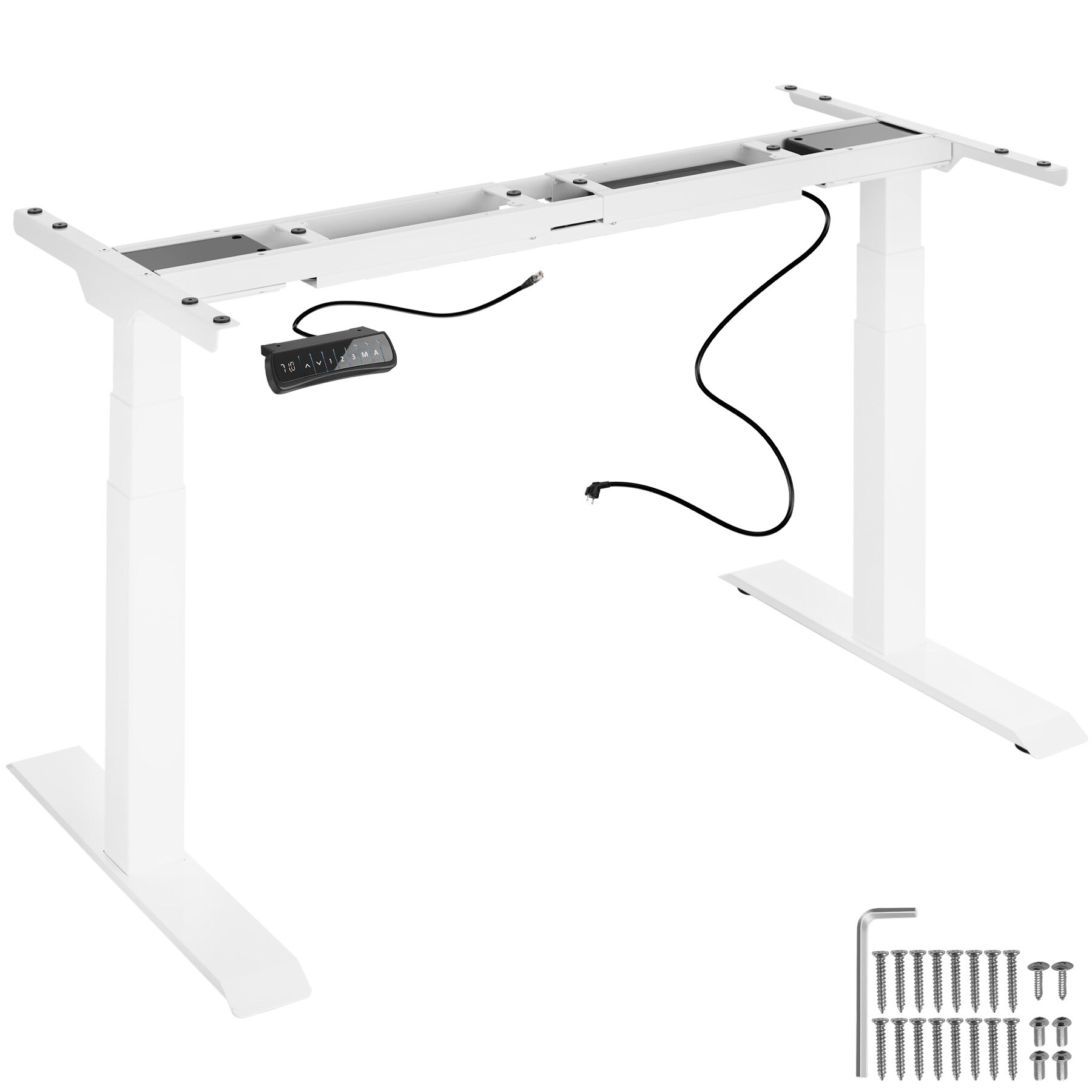 tectake® Tischgestell, elektrisch höhenverstellbar mit 2 Motoren, breitenverstellbar, 110 - 190 x 68 x 58 - 123 cm