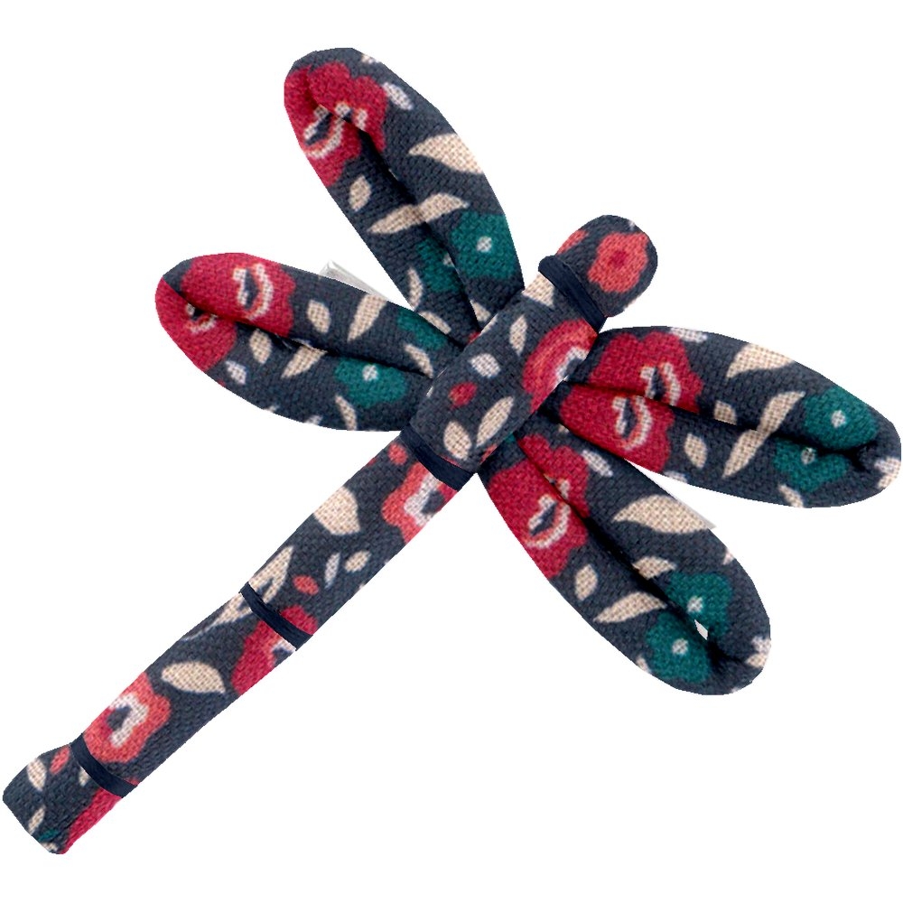 Barrette Libellule Camelias Rubis