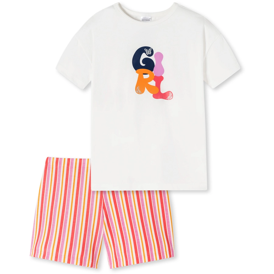 Schiesser Pyjama Girls World Organic Cotton off-white