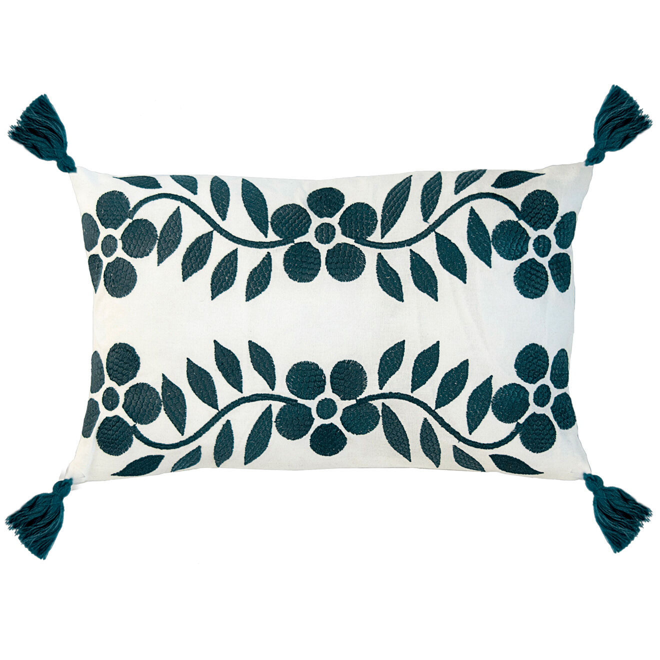 Febronie Housse de coussin Matisse brodée bleu nuit - 50x30 cm