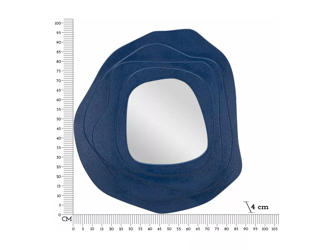 Miroir Mural Bleu aux Formes Sinuées - Design Moderne et Créatif - 90x4x97 cm