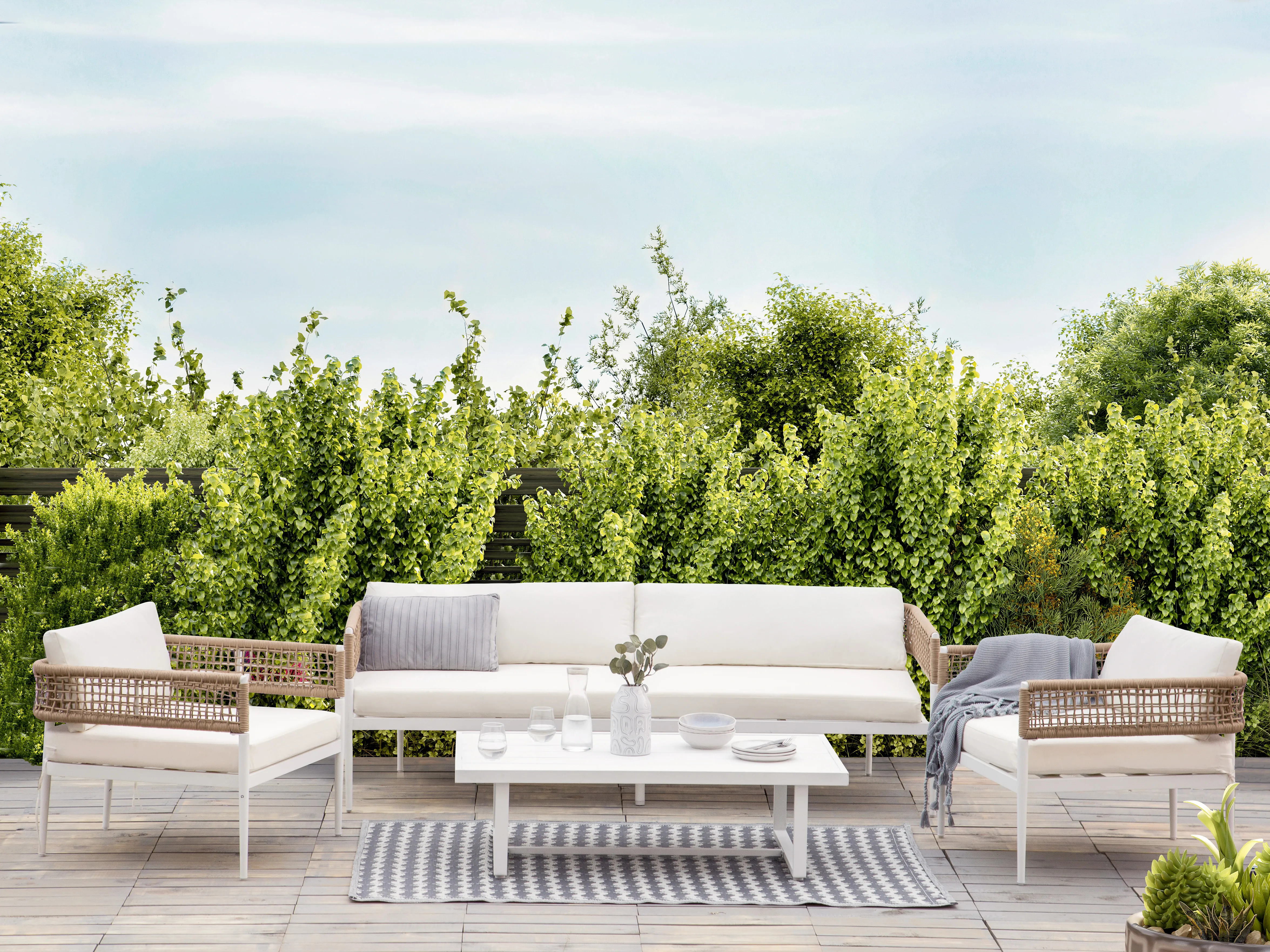 Loungeset met tafel 5-zits SERLA Metaal Wit
