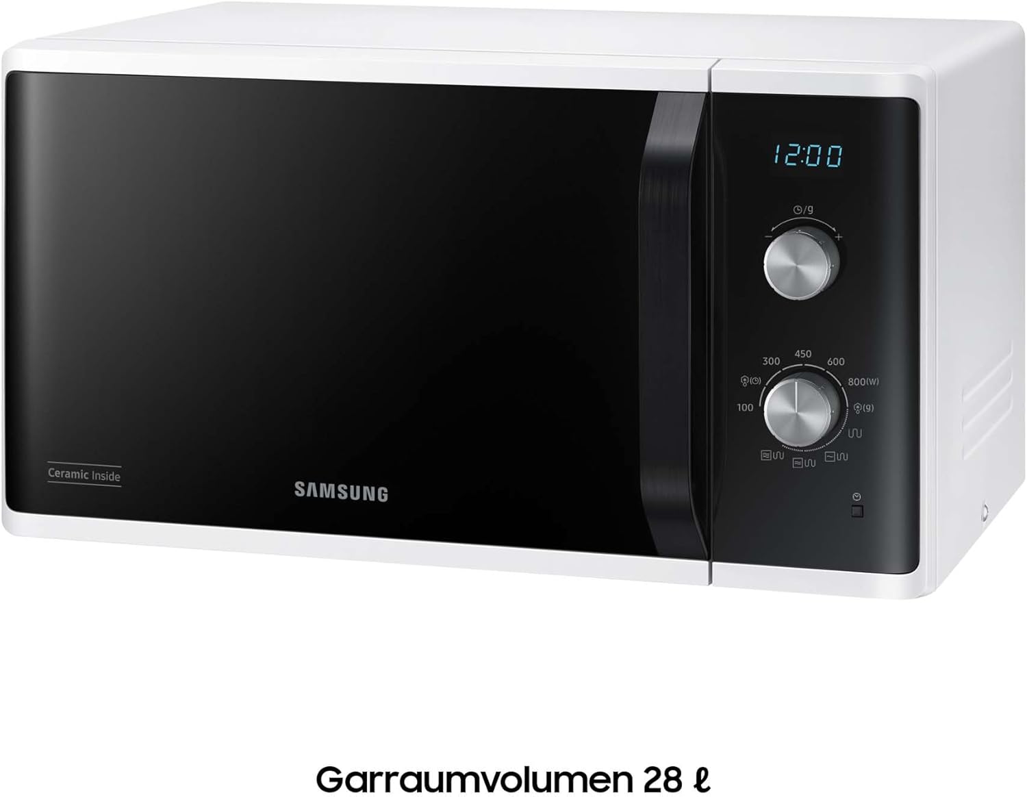 MG23K3614AW/EG Mikrowelle mit Grill / 23 Liter Garraum / 800 W/Großes Grillelement für gleichmäßige Bräunung/Kratzfester Keramik-Emaille-Innenraum, Weiß