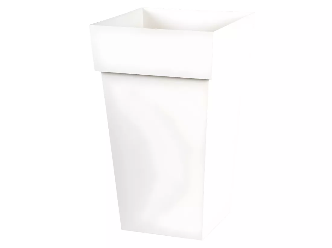 Pot de fleur carré Toscane 39 x H.65 cm - Blanc - Eda