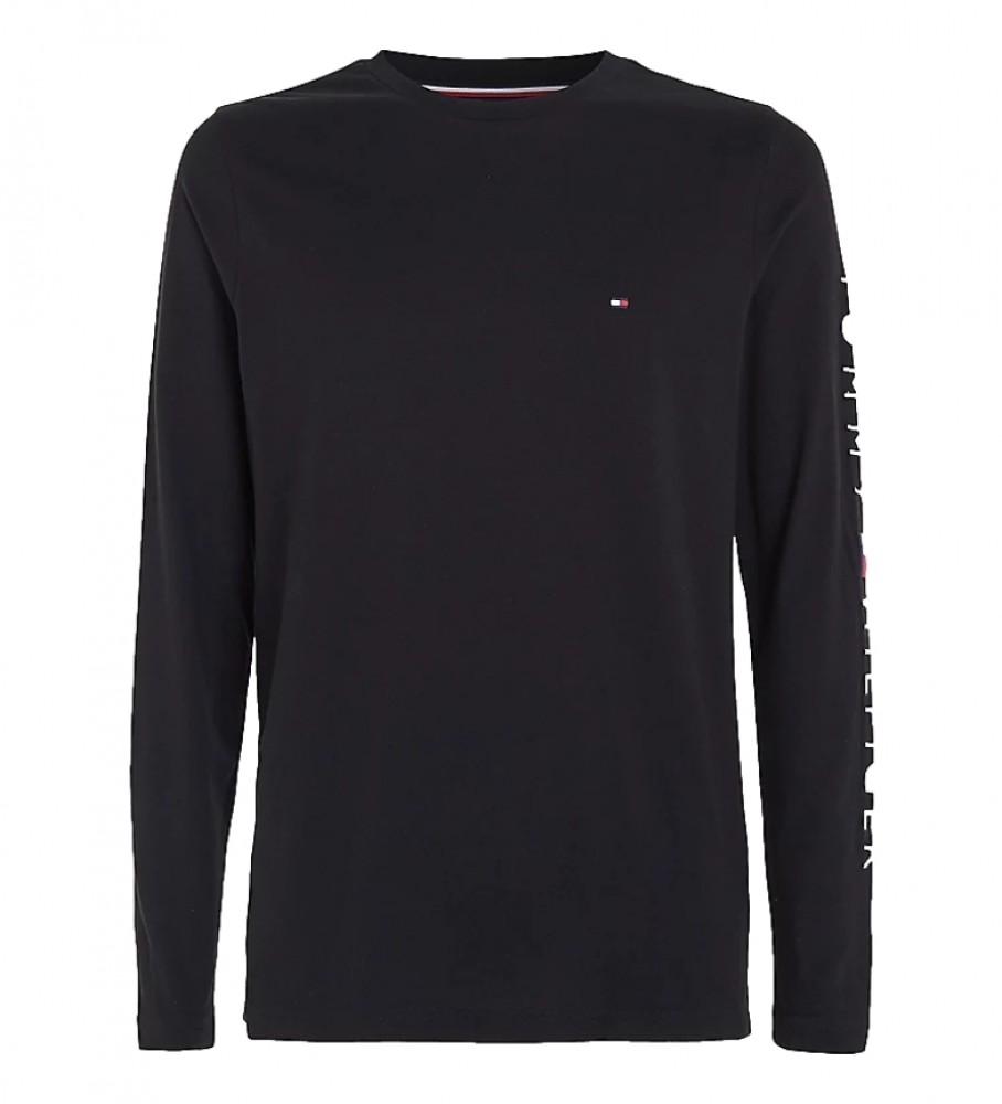 Camiseta Tommy Hilfiger Slim Fit preta com logo