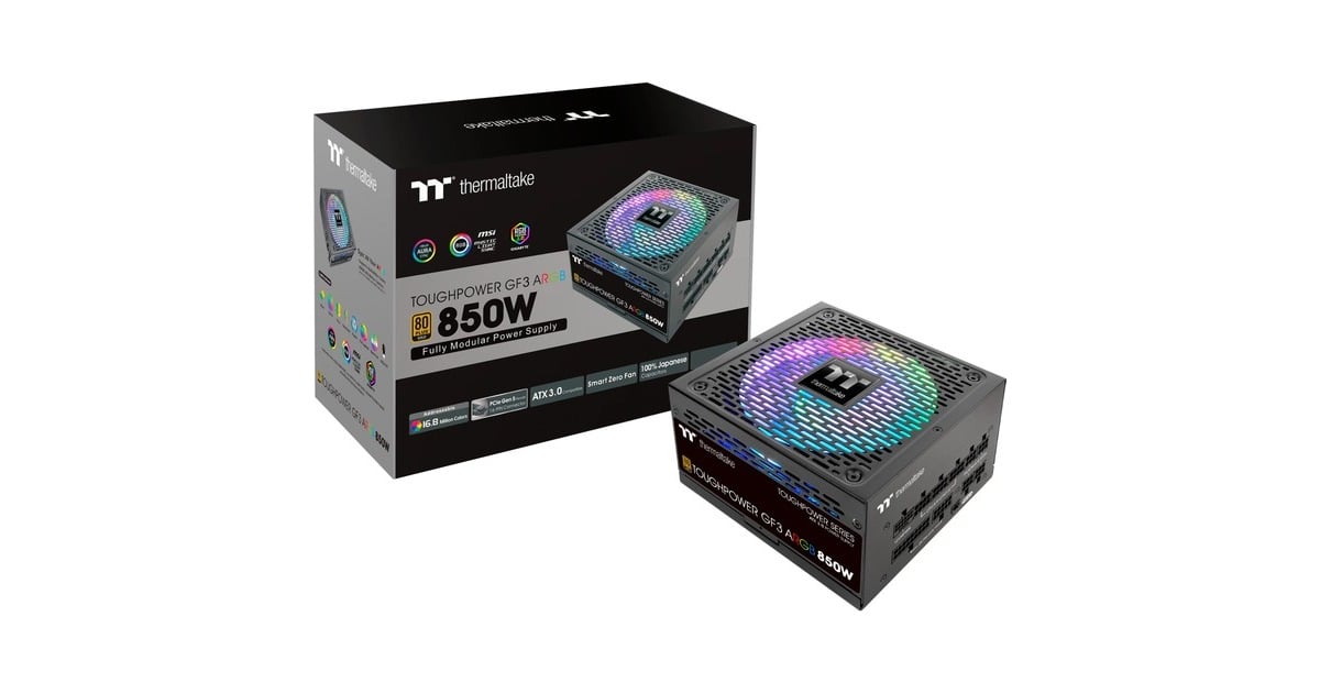 ThermaltakeToughpower GF3 ARGB Gold modulaire 850 watt voeding   (Zwart, 4x PCIe)