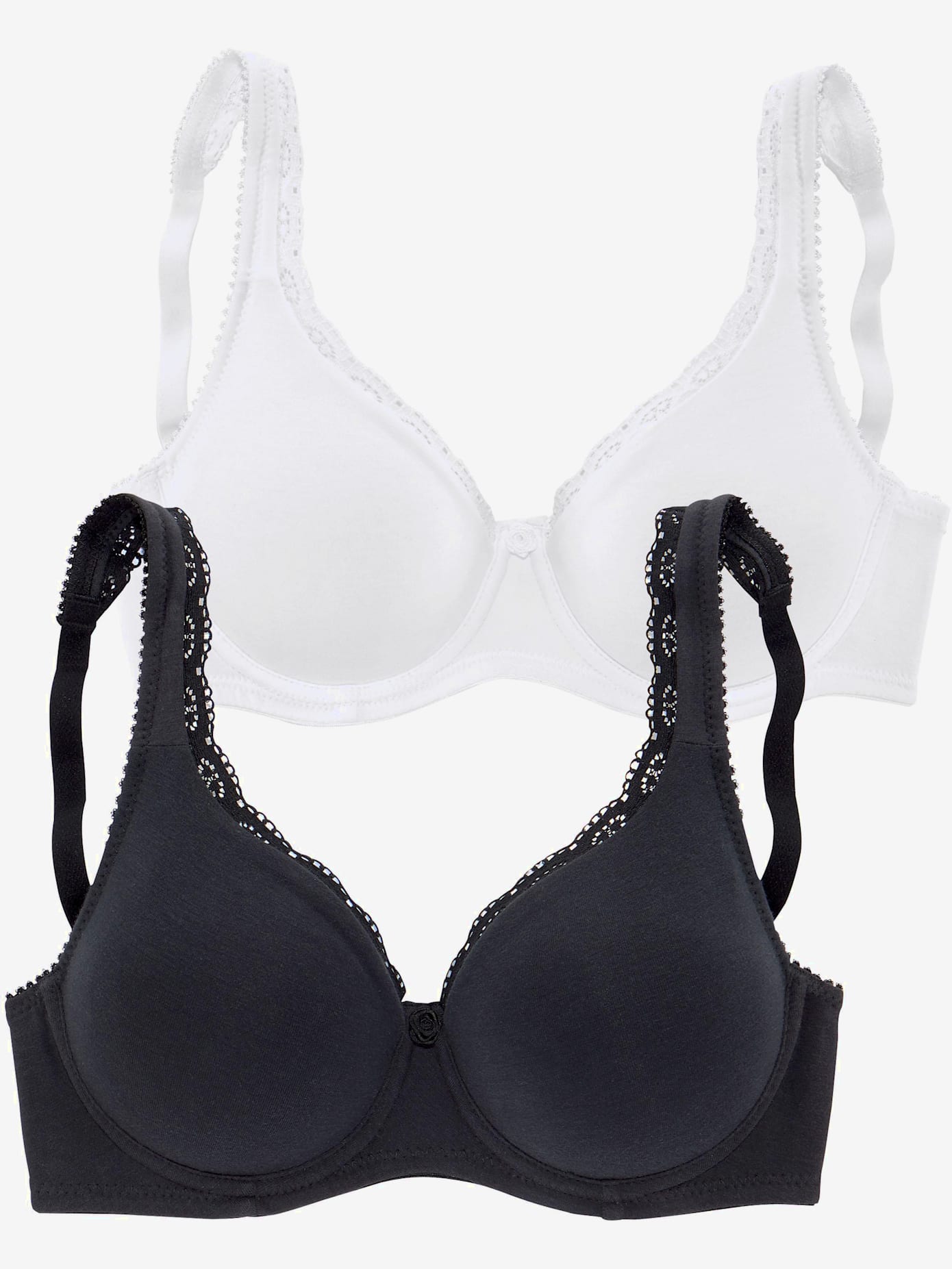 Soutien-gorge spécial t-shirt soutien-gorge basique avec bord dentelle décoratif sur les bonnets et les bretelles